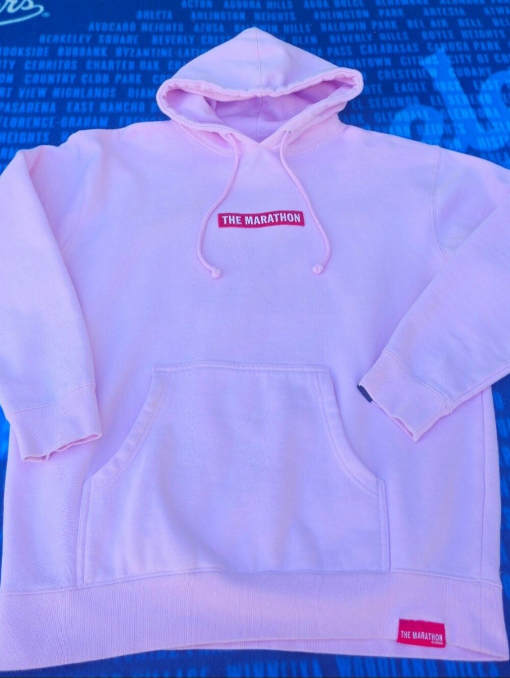 HoodieThe Marathon Clothing TMC BarLogo PulloverHoodie Pink-Nipsey Hussle Size L